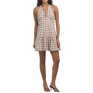 FREE PEOPLE Brown Combo Cecil Mini Dress